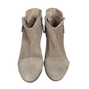 Rag Bone Margot LaserCut Perforated Suede Zipper Ankle Boots Gray Womens‎ 38